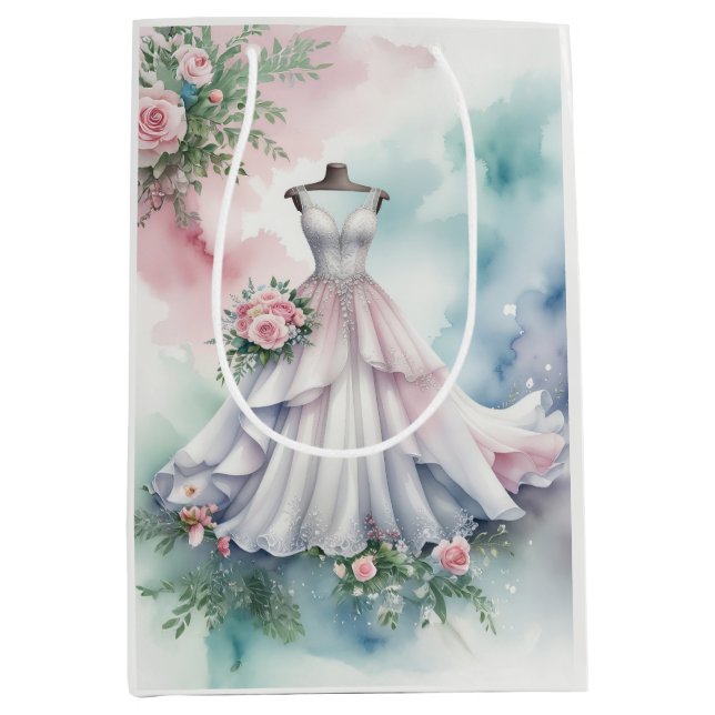 Bridal Shower Wedding Dress Medium Gift Bag (Front)