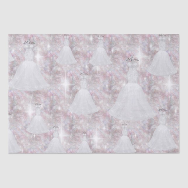Bridal Shower Wedding Dress Pastel Glitter Lights Tissue Paper (Front)
