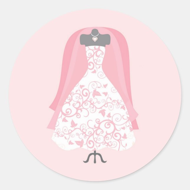 Bridal Shower Wedding Dress Stickers (Front)