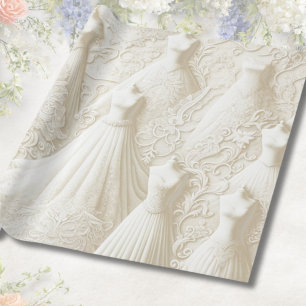 Bridal Shower Wedding Dress White Lace Lights Wrapping Paper