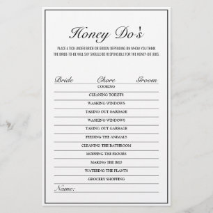 Bridal Shower Wedding Game Modern Minimalist White