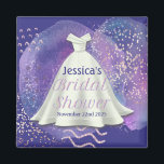 Bridal Shower Wedding Gown Purple & Rose Gold Glam Magnet<br><div class="desc">Bridal Shower Wedding Gown Purple Watercolor and Rose Gold Glitter Accents - Custom made with the name of the bride to be and the date of her event.</div>