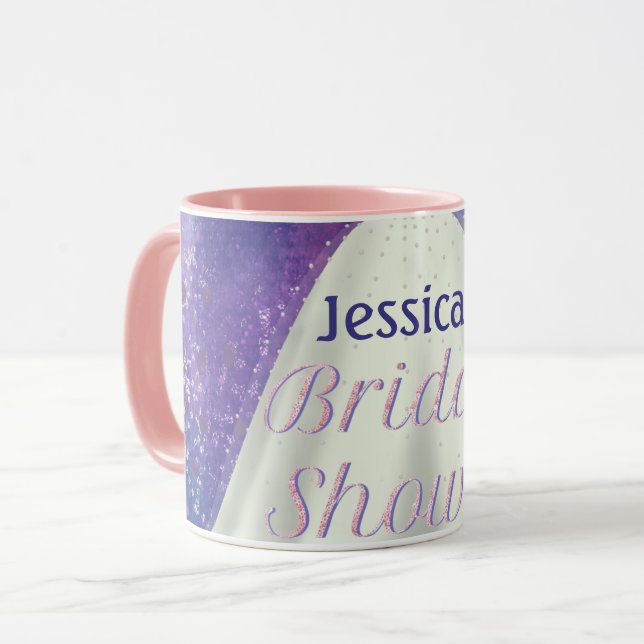 Bridal Shower Wedding Gown Purple & Rose Gold Glam Mug (Front Left)
