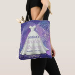 Bridal Shower Wedding Gown Purple & Rose Gold Glam Tote Bag<br><div class="desc">Bridal Shower Wedding Gown Purple Watercolor and Rose Gold Glitter Accents - Custom made with the name of the bride to be and the date of her event.</div>