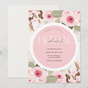 Bridal Shower Wedding  pink floral  Invitation
