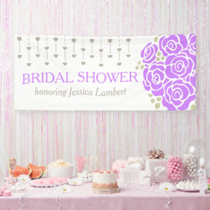 Bridal shower wedding purple posy name banner