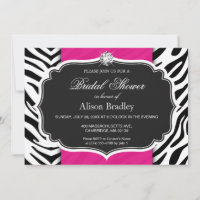 Bridal Shower Wedding Shower Zebra Print Hot Pink