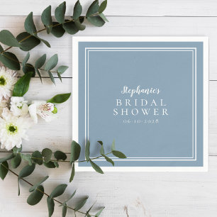 Bridal Shower Wedding Simple Modern Dusty Blue  Napkin