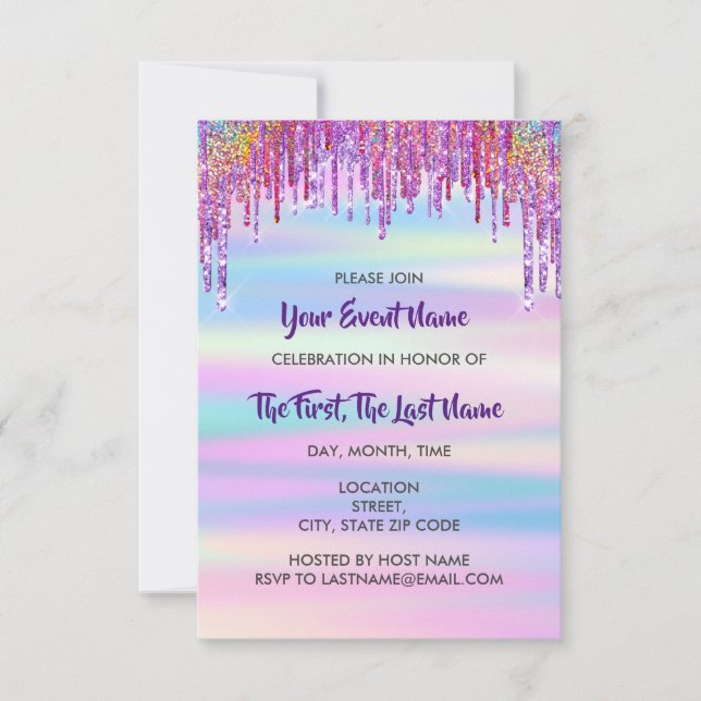 Bridal Shower Wedding Sweet 16th Holograph  Invitation (Front)