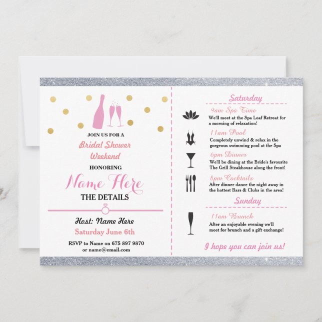Bridal Shower Weekend Champagne Invite (Front)