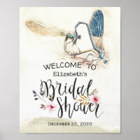 Bridal Shower Welcome Dragonfly Mating Love Heart