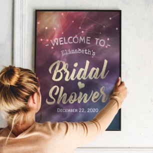 Bridal Shower Welcome Galaxy Nebula Constellations Poster