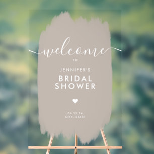 Bridal Shower Welcome Gold Script BEIGE Paint Acrylic Sign