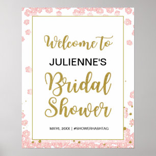 Bridal Shower Welcome   Pink and Gold Glitter Poster