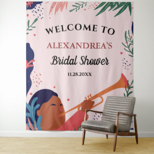 Bridal Shower Welcome Pink Photo Booth Backdrop Tapestry