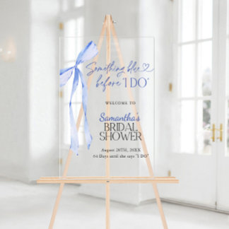 Bridal Shower Welcome Sign Blue Bow Something Blue
