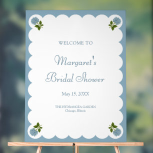 Bridal Shower Welcome Sign Dusty Blue Hydrangea