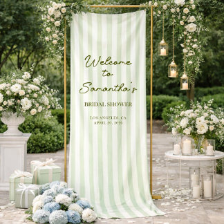 Bridal Shower Welcome Sign Green Stripe Banner