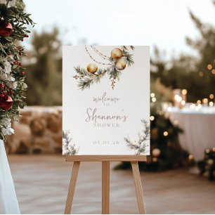 Bridal Shower Welcome Sign Holly & Ornaments