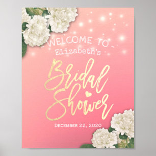Bridal Shower Welcome Sign Hydrangea String Lights