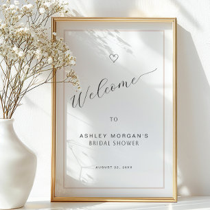 Bridal Shower Welcome Sign   Minimal Black Script 