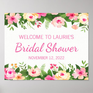 Bridal Shower Welcome Sign Pink and Green Floral