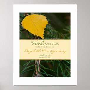 Bridal Shower WELCOME Sign Rustic Leaf Pine Needle
