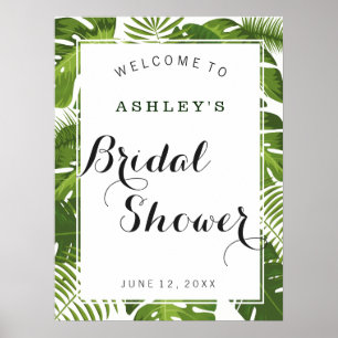 Bridal Shower welcome sign   tropical leaves