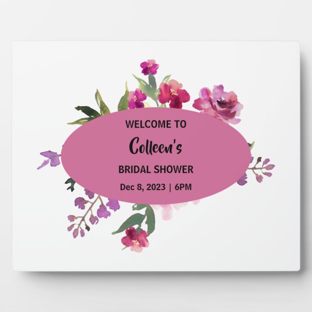 Bridal Shower welcome sign with editable text Plaque (Front)