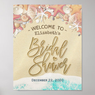Bridal Shower Welcome Summer Sandy Beach Starfish Poster