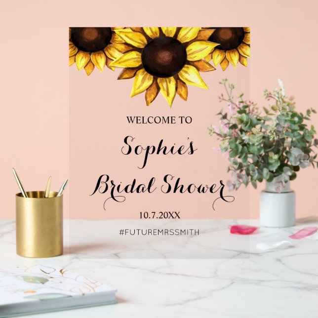 Bridal Shower Welcome Sunflower Floral Sign (Wedding)