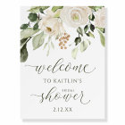 Bridal Shower Welcome White Floral Greenery