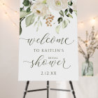 Bridal Shower Welcome White Floral Greenery