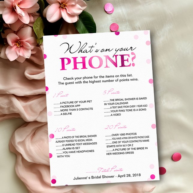 Bridal Shower What's on Your Phone Game Invitation (Creator Uploaded)