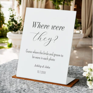 Bridal Shower Where were they Wedding Games  Pedestal Sign