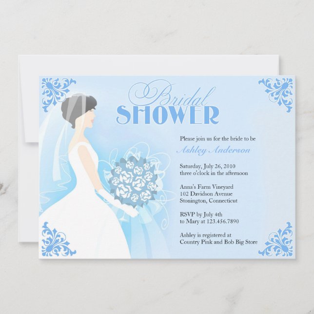 Bridal Shower White Dress Flat Invitation (Front)