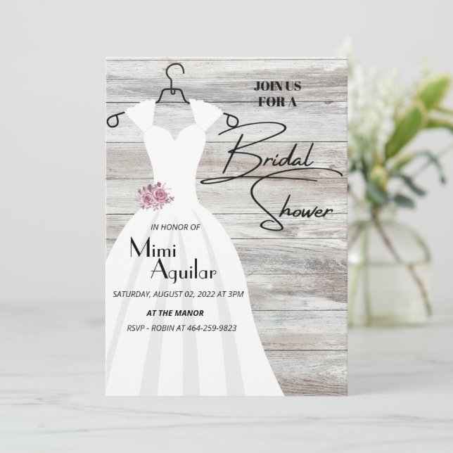 Bridal Shower White Dress Invitations (Standing Front)