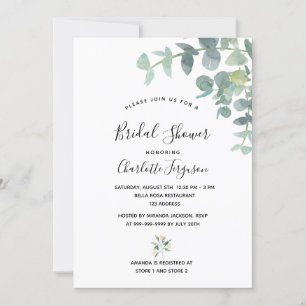 Bridal Shower white eucalyptus greenery elegant Invitation