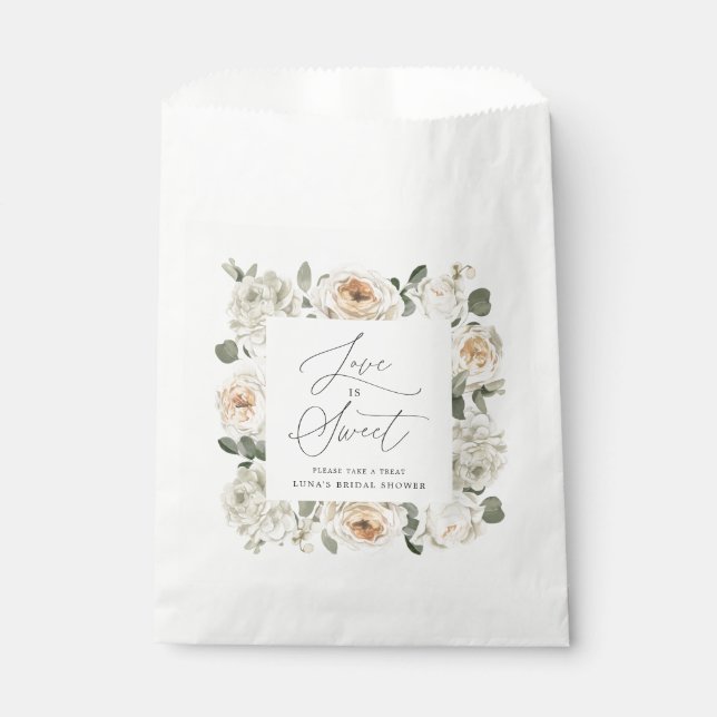 Bridal Shower White Floral Favour Bags (Front)