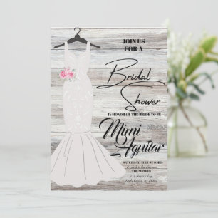 Bridal Shower White Mermaid Dress Invitation