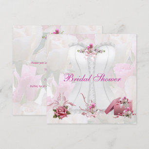 Bridal Shower White Pink Corset Floral Invitation