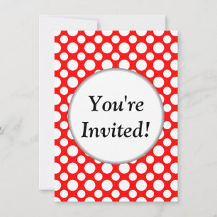 Bridal Shower White Polka Dots on Red Invitation