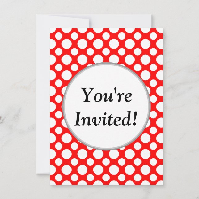 Bridal Shower White Polka Dots on Red Invitation (Front)