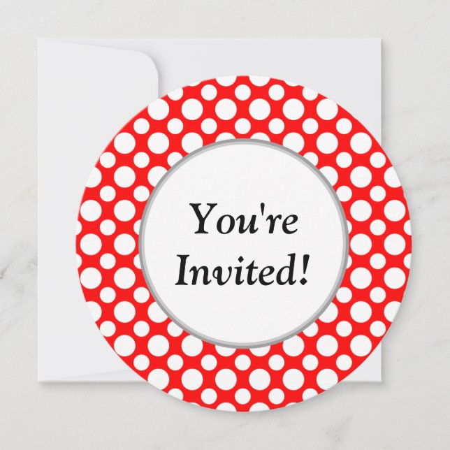Bridal Shower White Polka Dots Round Invitation (Front)