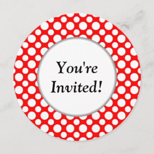 Bridal Shower White Polka Dots Round Invitation