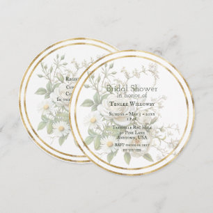 Bridal Shower White Roses Gold Frame Save The Date