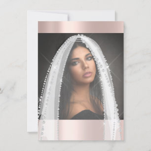 Bridal Shower White Spark Rose Veil Photo Invitation