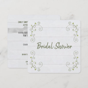 Bridal Shower White Wood Invitation