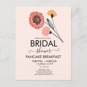 Bridal Shower Wild Flowers Hand Drawn Art Postcard