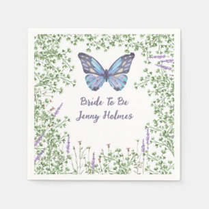 Bridal Shower Wildflower Blue Butterfly Greenery Napkin
